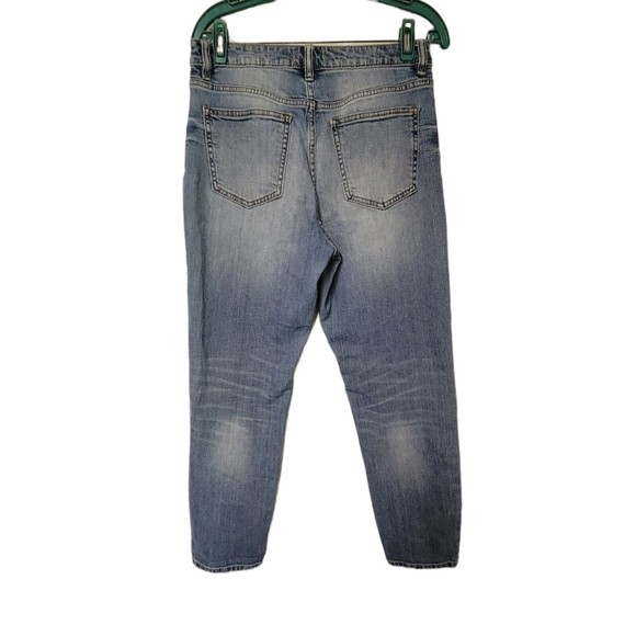 Oasis by EUNINA 9 High Rise Cropped Destroyed‎ Ripped Skinny Denim Blue Jeans - Picture 5 of 5